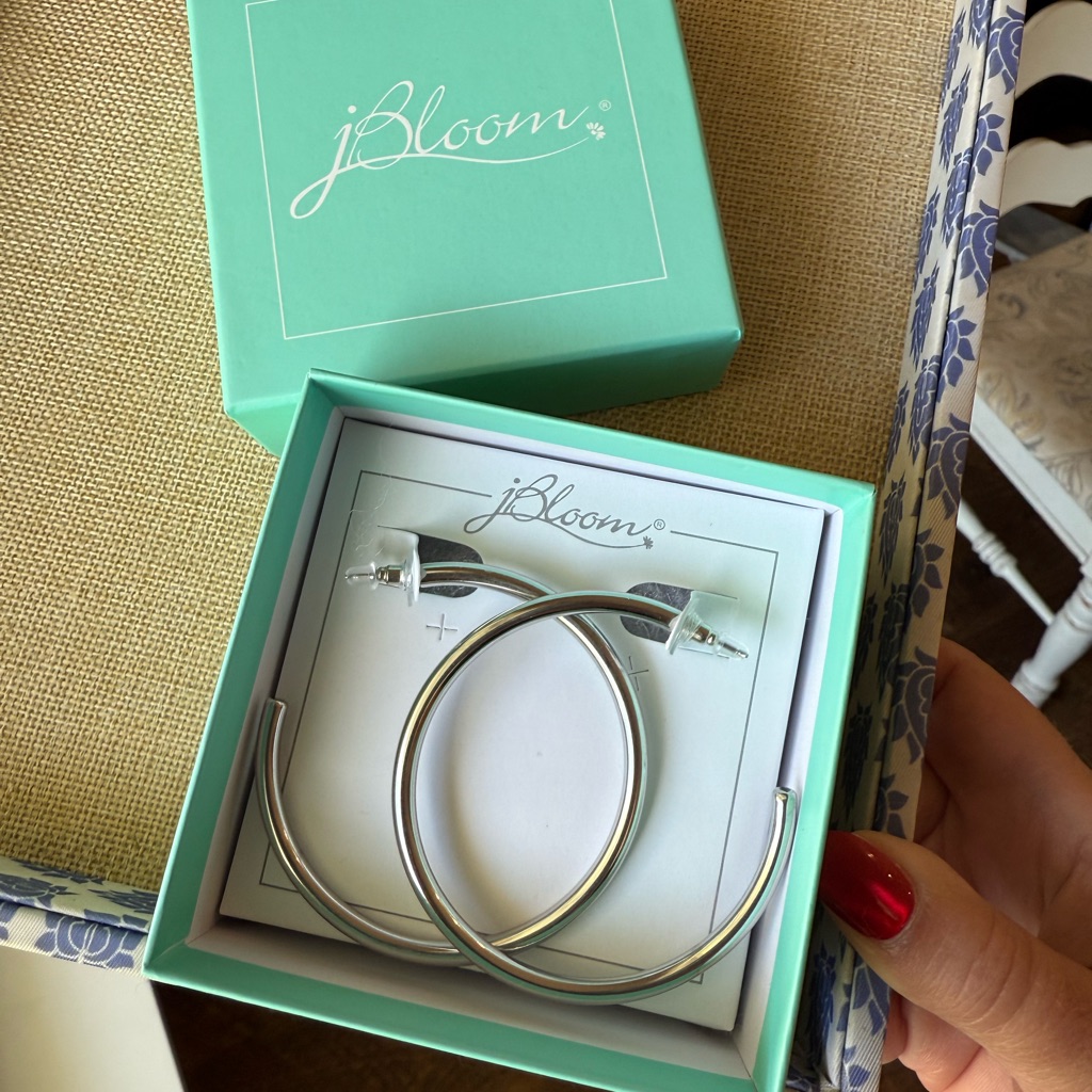 Jbloom Silver Stainless Steel Hoop Earrings